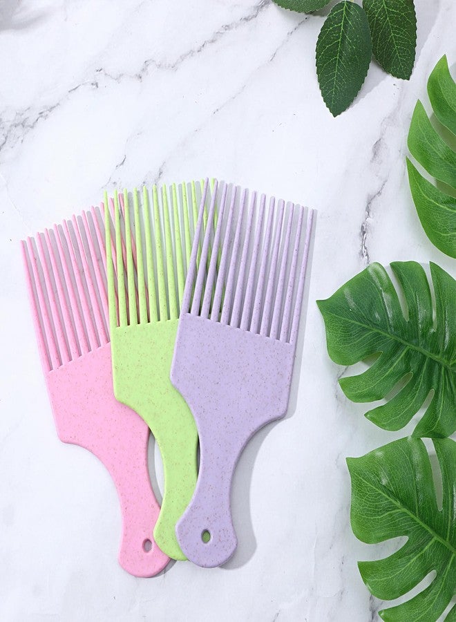 Zyghjort Hair Picks for Women, 3 Pcs Hair Pick Comb Plastic Wide Tooth Afro Picks for Women Curly Detangling Hairstyling Tools (Macaron Color) - Image 5